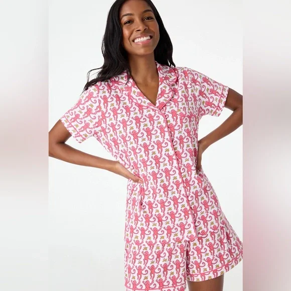 Roller Rabbit Intimates Sleepwear Roller Rabbit Pink Monkey Pajama Set Poshmark